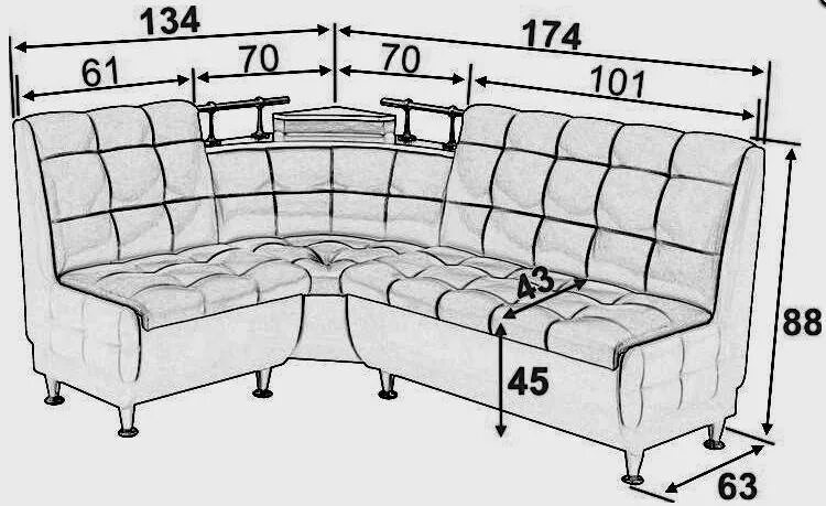 Кухонный уголок своими руками чертежи и схемы Кухонный уголок, размеры, типы конструкций дивана и стола