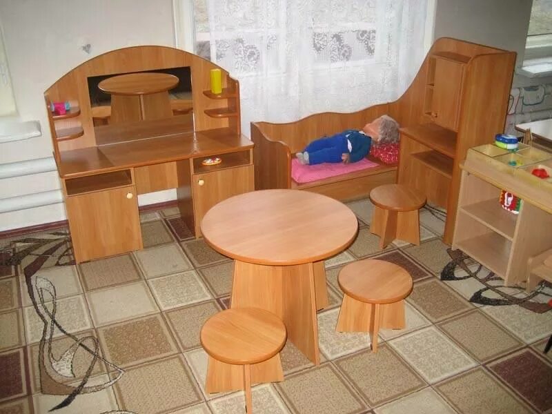 Кухонный уголок в детском саду оформление Выполненые работы по оснащению мебелью и оборудованием для детского сада и школ.