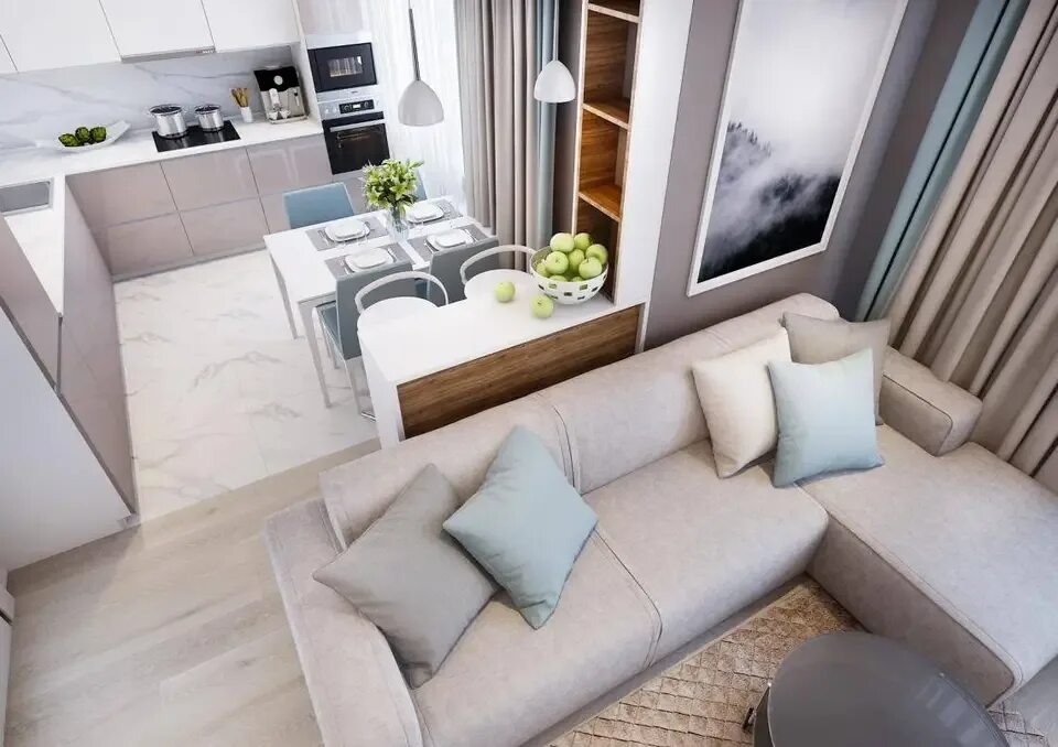 Кв 11 кв м дизайн фото Kitchen design living room 13 sq m with sofa (54 Photos)