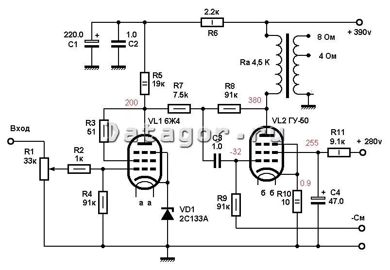 Кв усилитель на гу 50 схема Ламповый SE усилитель на ГУ 50 - DRIVE2