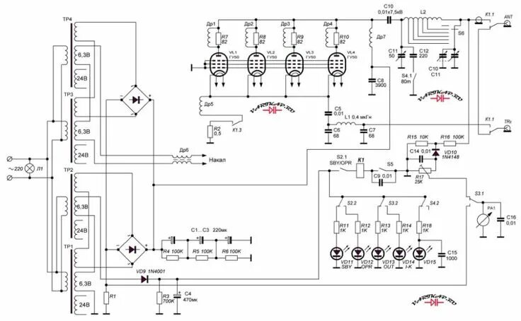 Кв усилитель на гу 50 схема Ламповый КВ усилитель мощности * Усилитель, Десятичный, Светодиод