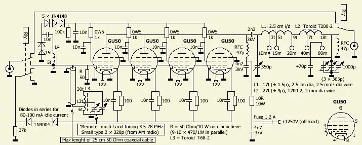 Кв усилитель на гу 50 схема FRINEAR-400PG a passive grid HF amplifier with 4 × PL519(EL519)