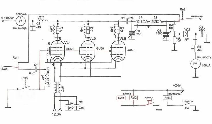 Кв усилитель на гу 50 схема ВЧ Усилитель на 3-х лампах ГУ-50 Мастер Винтик. Всё своими руками! Усилитель, Ра