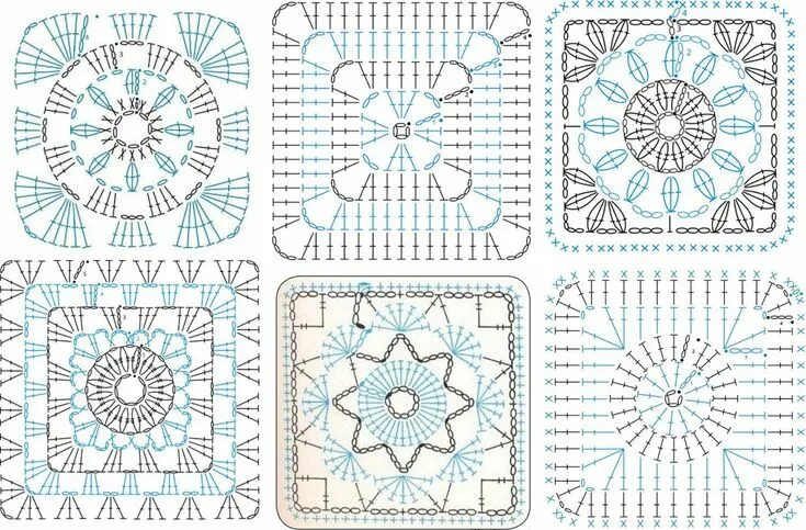 Квадрат крючком схема красивый узор Юбка крючком бабушкин квадрат - подборка разных интересных моделей и схем Квадра