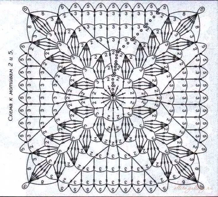 Квадрат крючком схема красивый узор КАРДИГАН-ЖАКЕТ "ЖЕМЧУЖНАЯ ФАНТАЗИЯ" - 67 фотогр. Узоры для связанных крючком кру