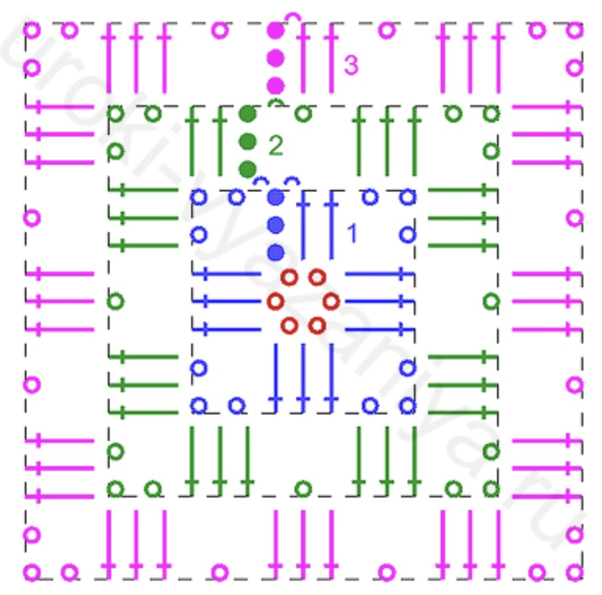Квадрат крючком схема пошагово фото Бабушкин квадрат: ностальгия и уют в вязании крючком Волшебные петли с улыбкой /