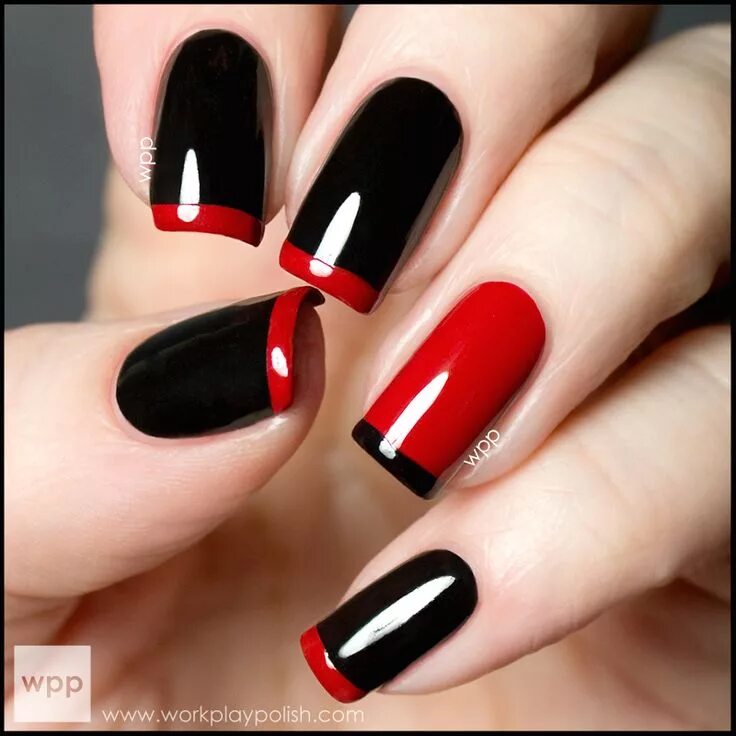 Квадрат маникюр черный с красными цветами RABEANCO Handbag Inspired Mani Fancy nails, Fabulous nails, Unique nails