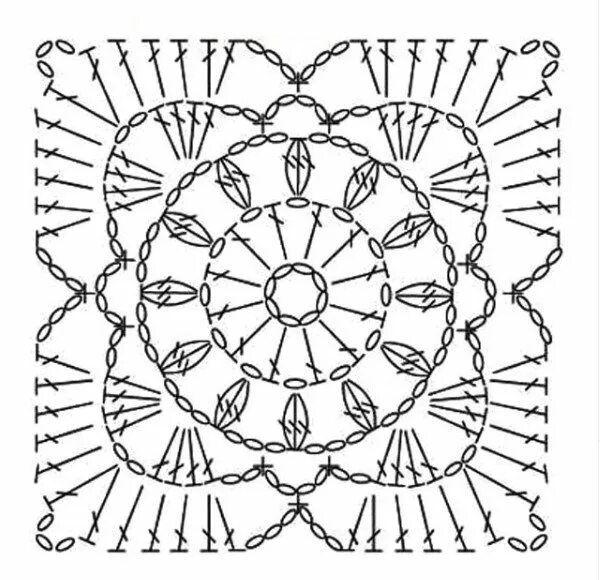 Квадратики крючком схемы Квадратные мотивы крючком для покрывала, подушки, пледа, сумки, ковра 11 Quadrad