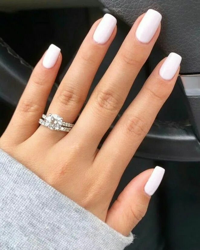 Квадратная форма ногтей фото Baby girl with payton terminé White gel nails, Nails, Chic nail art