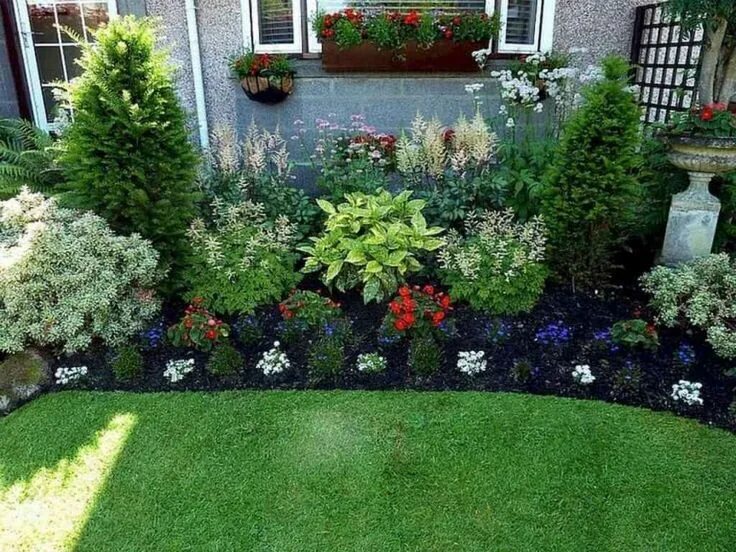 Квадратная клумба перед домом приемы оформления 27 Simple Front Yard Landscaping Ideas Small front yard landscaping, Easy landsc