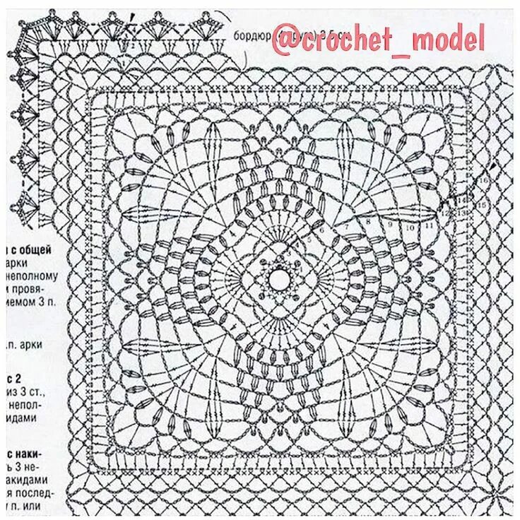 Квадратная крючком схема и описание Beautiful Handmade Crochet Patterns