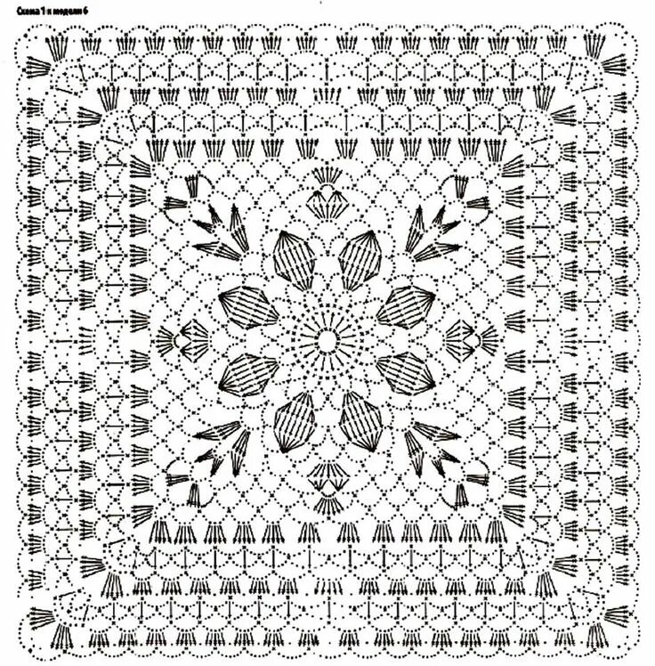 Квадратная крючком схема и описание Crochet edging patterns, Crochet doily diagram, Crochet diagram