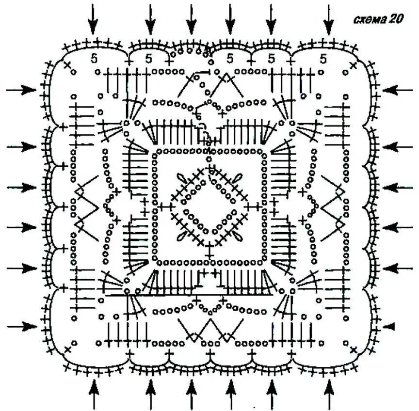 Квадратная крючком схема и описание Квадратные мотивы крючком. Схемы. #вязание #крючком #узоры #узоры_вязание 2023 В