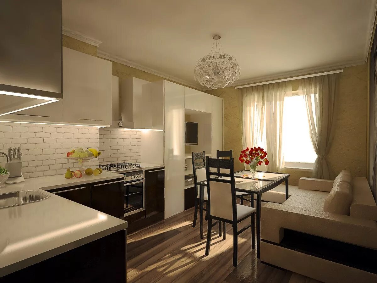 Квадратная кухня гостиная 17 кв м дизайн Кухня гостиная 15 кв м фото - DelaDom.ru