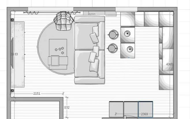 Квадратная кухня гостиная планировка Выбор планировки кухни - гостиной Houzz Россия