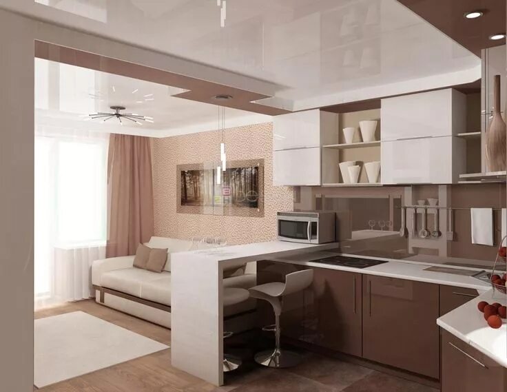 Квадратная кухня гостиная планировка Small apartment interior, Kitchen design small, Condo interior