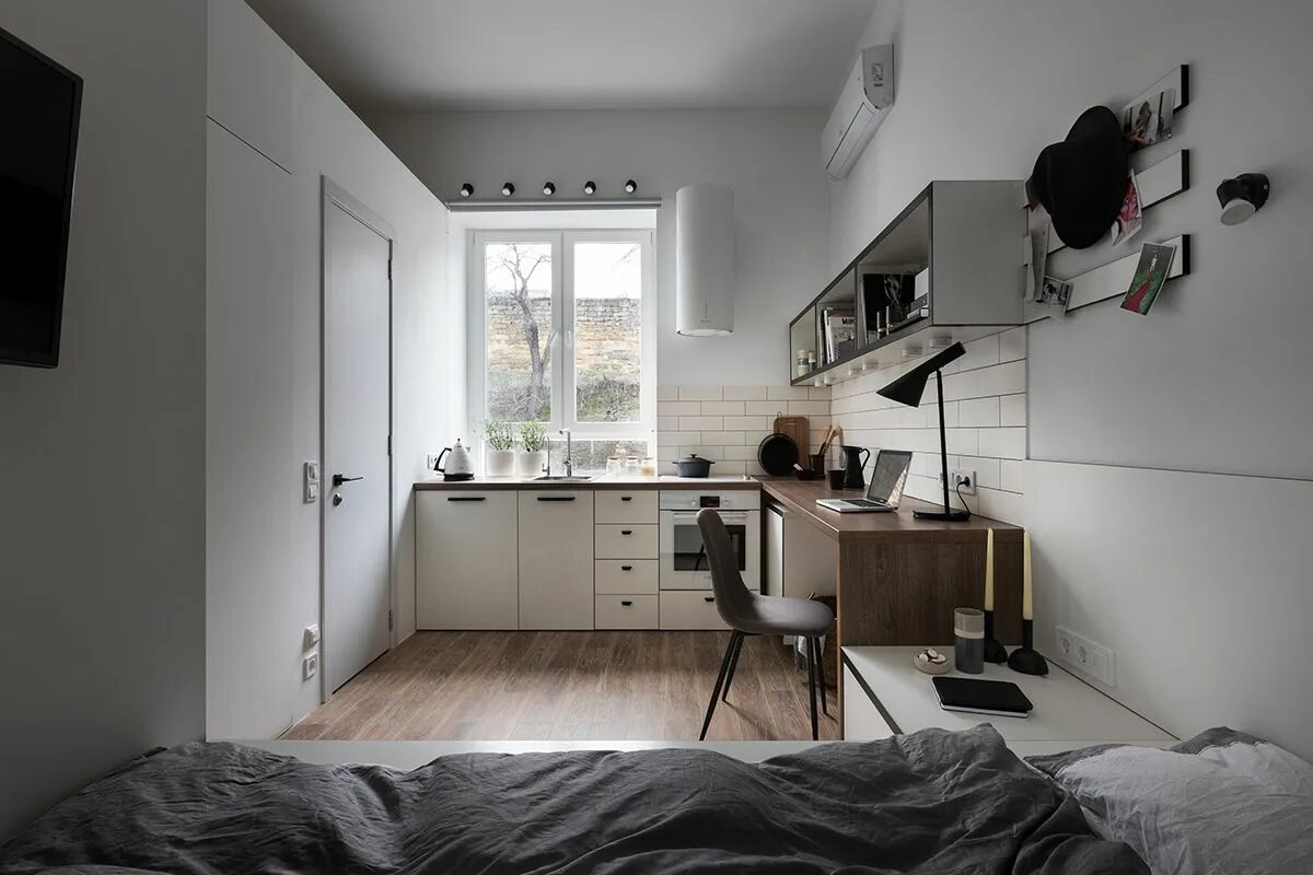 Квадратная квартира фото Odessa, le studio rénové et fonctionnel de 17m2 conçu par Fateeva Design - Blog 