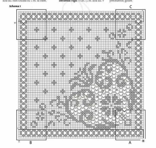 Квадратная салфетка филейное вязание крючком схемы Pin di CrocheThings CrocheThings su филе Schema uncinetto, Schemi uncinetto file