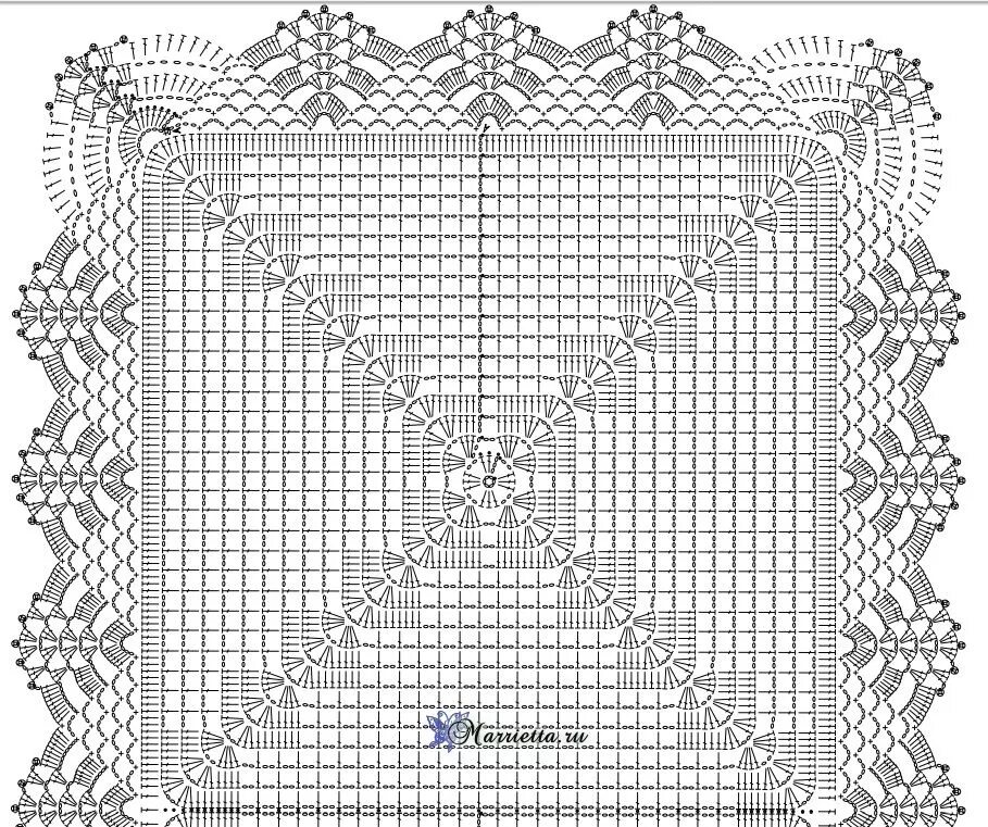 Квадратная салфетка крючком схема и описание Мобильный LiveInternet Салфетка-дорожка филейным вязанием крючком Марриэтта - Вд