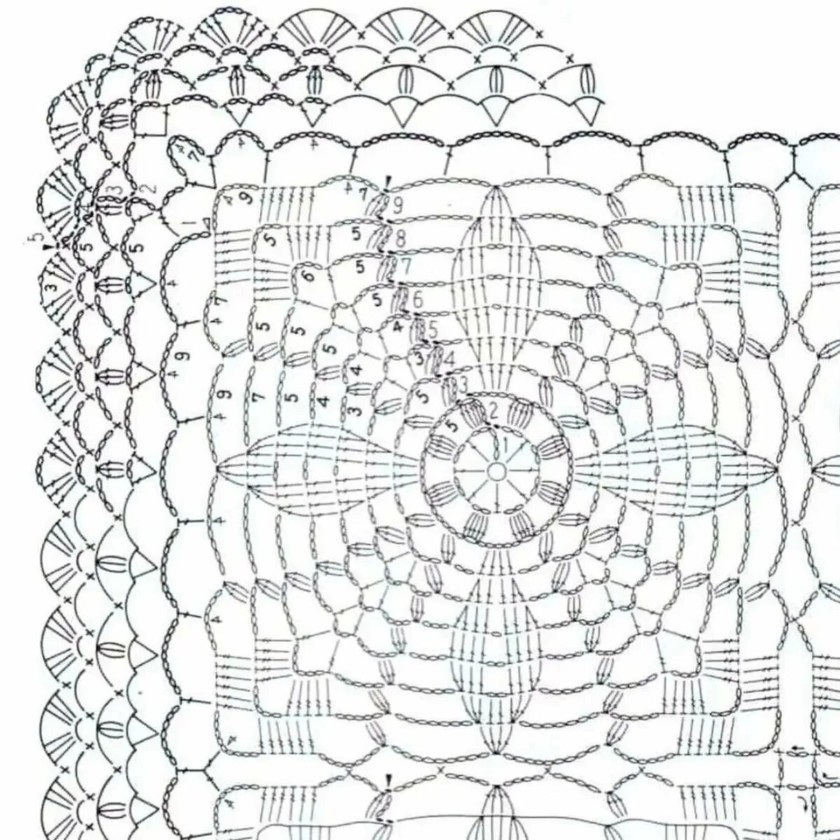 Квадратная скатерть крючком схемы 20 мотивов крючком для идеальной скатерти Авторские дизайны Натальи Лапшиной Дзе