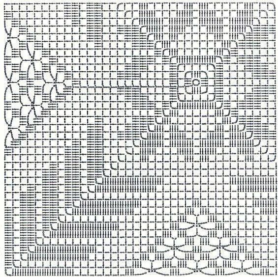 Квадратная скатерть крючком схемы Схема 2 Схемы вязания крючком для кружева, Связанные крючком наволочки, Нитка дл