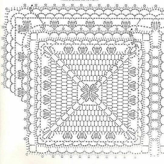 Квадратная скатерть крючком схемы Российский Сервис Онлайн-Дневников Crochet motif, Crochet bedspread pattern, Cro