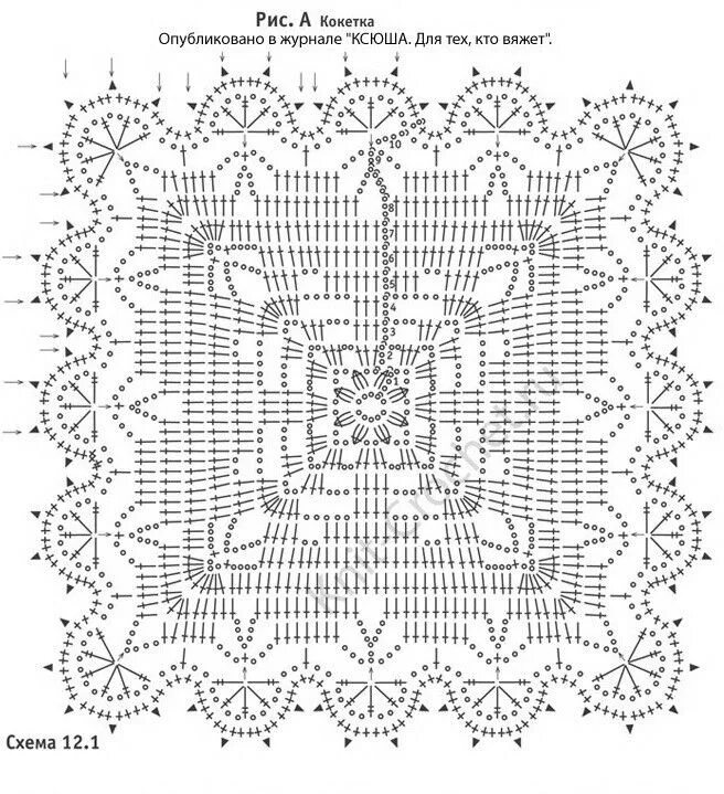 Квадратная скатерть крючком со схемами Одноклассники Узоры для связанных крючком кружевных украшений, Лоскутное вязание