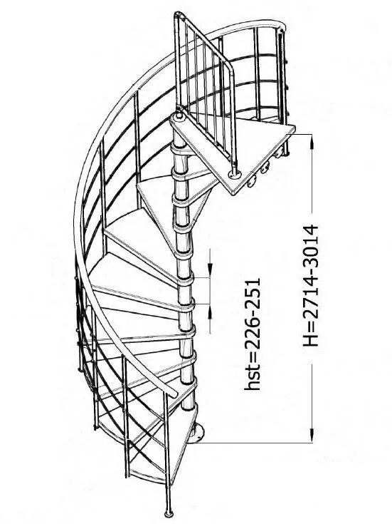 Квадратная винтовая лестница чертеж Винтовые лестницы "NOVO" - superlestnica.by