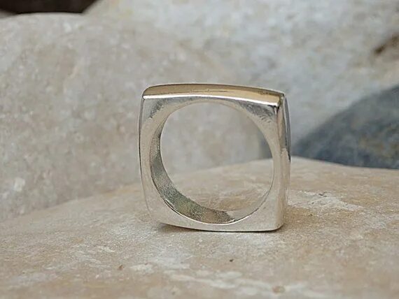Квадратное кольцо фото Vierkante band ring. Sterling Zilveren Vierkante Ring. Etsy Square engagement ri