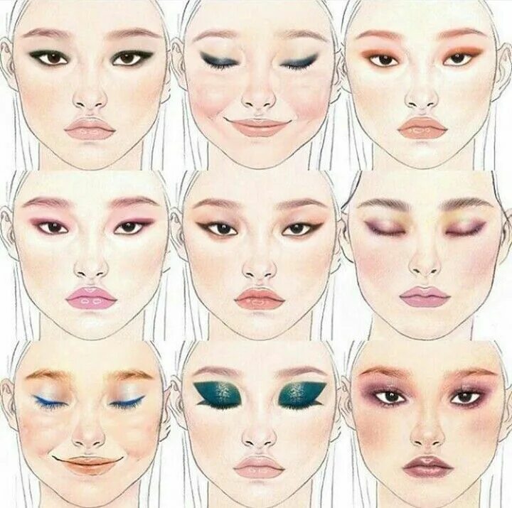 Квадратное лицо макияж глаз Pin on Dolled Up Makeup face charts, Face chart, Eye makeup