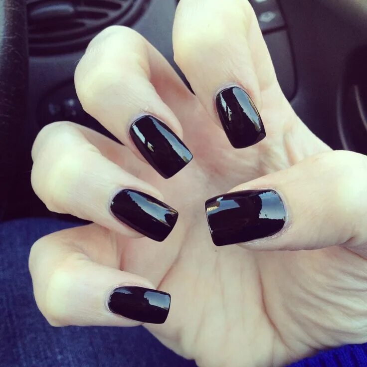 Квадратные черные ногти фото square, black acrylics... simple and chic Nails, Nail colors, Black acrylic nail