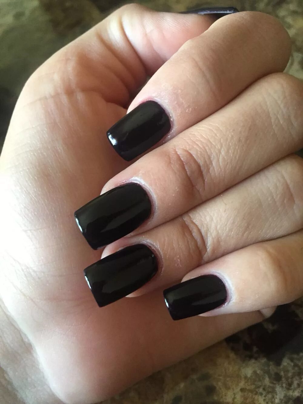 Квадратные черные ногти фото Lincoln park after dark by OPI on square acrylic nails. Short square acrylic nai