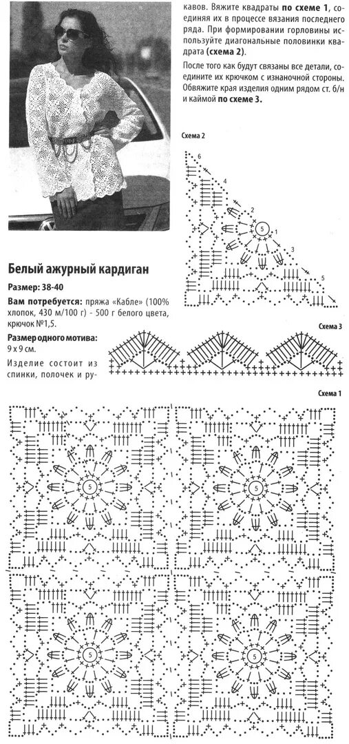 Квадратные мотивы крючком со схемами для кардигана Крючкомания. Вязание со схемами - Photos OK.RU Вязание, Кардиган, Вязание жакета