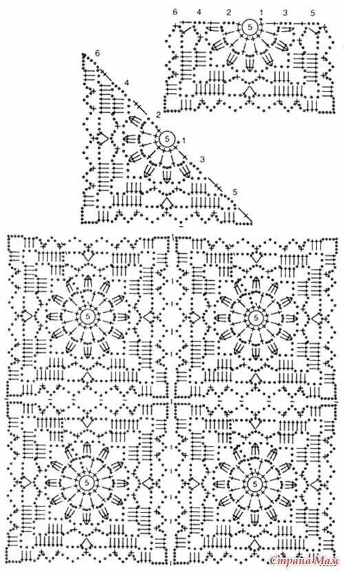 Квадратные мотивы крючком со схемами для кардигана Одноклассники Схемы вязания крючком, Связанные крючком квадраты, Схемы вязаных к