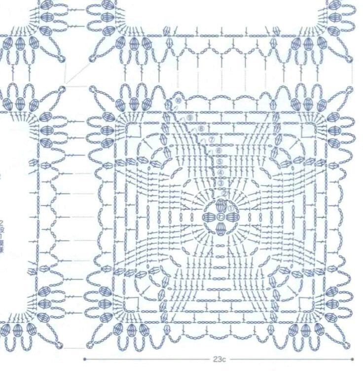 Квадратные мотивы крючком со схемами для скатерти Pin by Silvia Gonzalez on tejidos crochet Crochet motif patterns, Crochet diagra