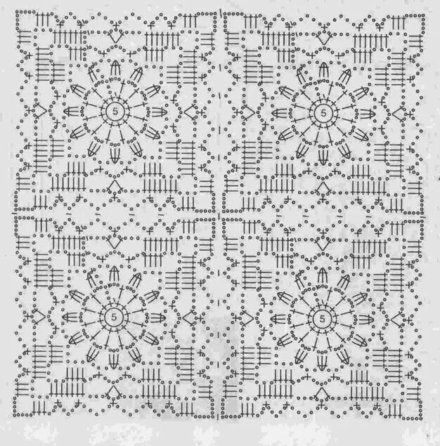 Квадратные мотивы крючком со схемами для скатерти Photo from album "Sukneles , tunikos vaseliu" on (With images) Crochet patterns,