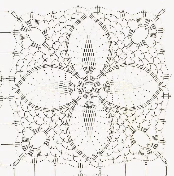 Квадратные мотивы крючком со схемами для скатерти Pin by Ria Zirkzee on Granny - Hexagon Diagrammen Crochet diagram, Granny square