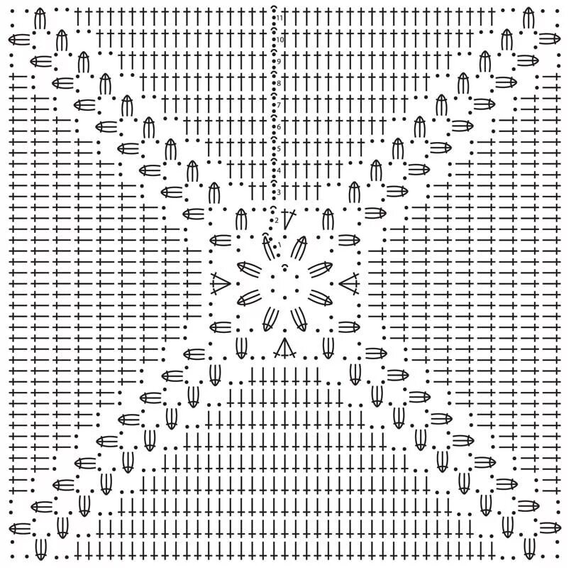 Квадратные мотивы спицами со схемами Схема и описание вязания крючком подсвечников с квадратными мотивами из журнала 