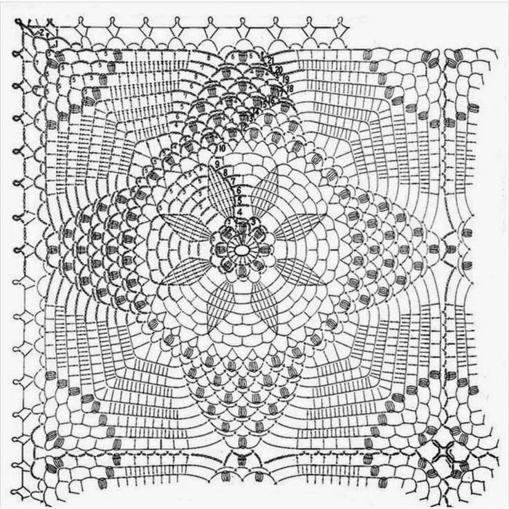 Квадратные мотивы спицами со схемами Pin su Gráficos Casa all'uncinetto, Coperte, Uncinetto