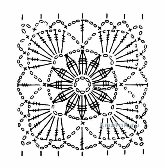 Квадратные мотивы вязаные крючком со схемой Большая подборка мотивов крючком. Схемы Вязаные крючком круги, Узоры для связанн
