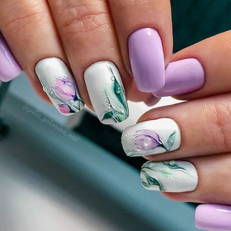 Квадратные ногти 2024 новинки дизайн весна Pin by Ирина Александрова on nails Floral nails, Square nails, Trendy nails