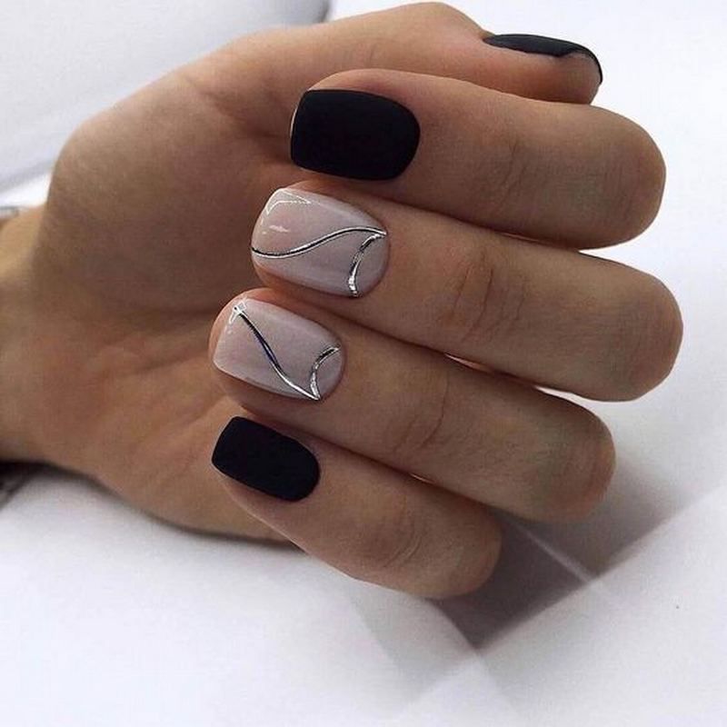 Квадратные ногти дизайн 2023 маникюр ногтей 33 Classy Black Nail Art Designs That Bring Nails to a Whole New Level Nail art 