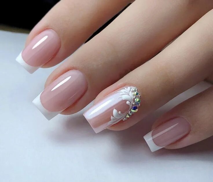 Квадратные ногти дизайн новинки французский маникюр Pin on Nagel Design Gel nails, Stylish nails, Bridal nail art