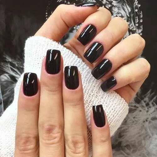 Квадратные ногти короткие фото темные Best Black Nails - 18 Black Polished Nails for Your Mood HashtagNailArt.com Ungh