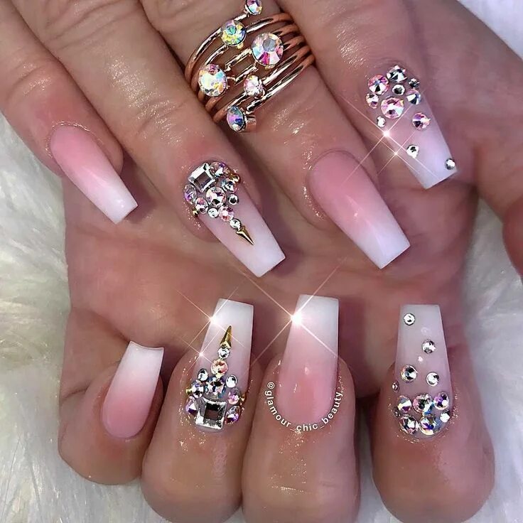 Квадратные ногти маникюр со стразами Pin by juzmely pena on birthdaaaayy pinterest coffin square tip Nails design wit
