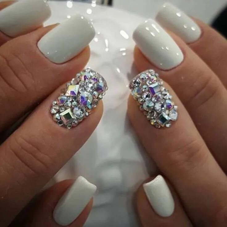 Квадратные ногти маникюр со стразами Great #nails #nailart #nailartwow #manicure #nailarts