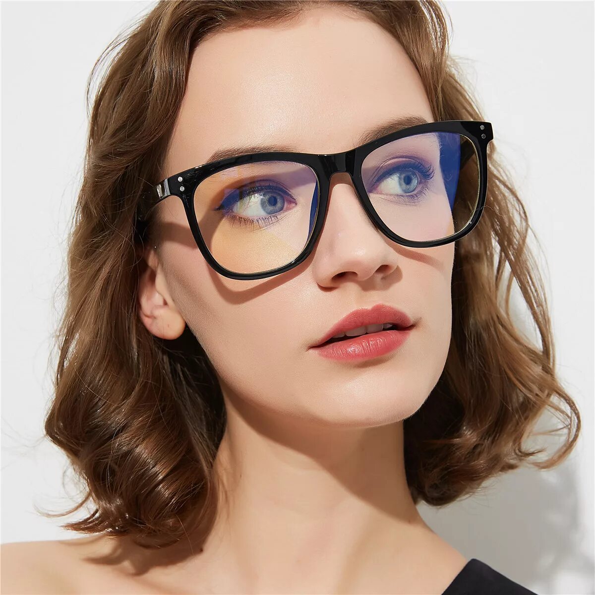 Квадратные очки женские для зрения фото K32934 Oversized Women Optical Frames Anti Blue Ray Eyeglasses Computer Blue Lig