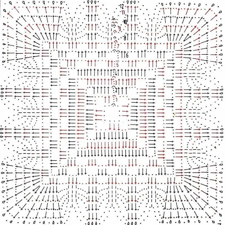 Квадратные салфетки крючком большие размеры красивые схемы Вязание и не только.Новичкам и мастерам. - СХЕМЫ МОТИВОВ. № 9 OK.RU Crochet padr
