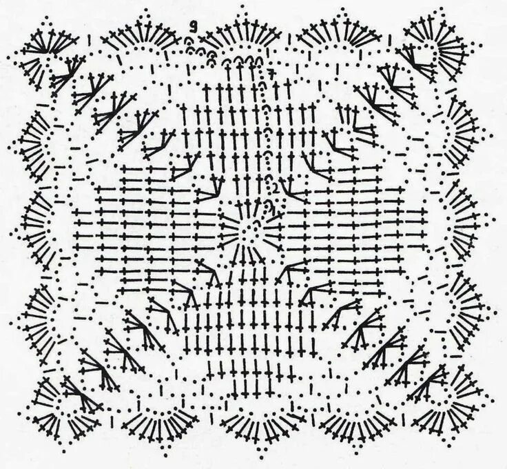 Квадратные салфетки крючком схемы crochet em revista: esquema crochet toalhas Padrões de motivo de crochê, Crochê,
