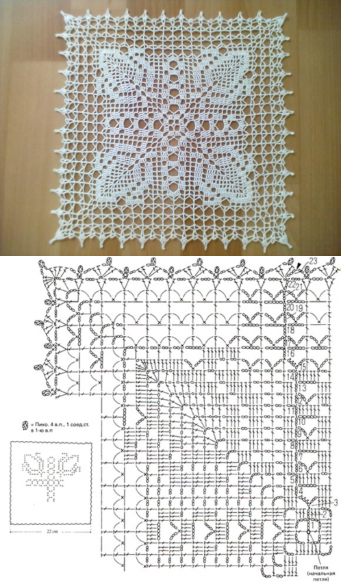 Квадратные салфетки крючком схемы сказочно красивые Вязание--Скатерти- Пледы- Салфетки-Подушки Вязка оторочки крючком, Журнал croche